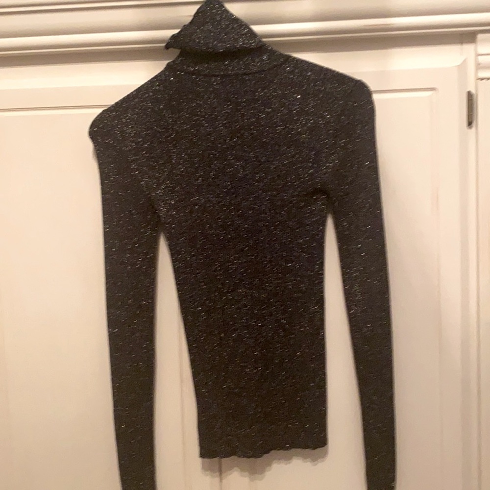Express black turtleneck with silver sparkles